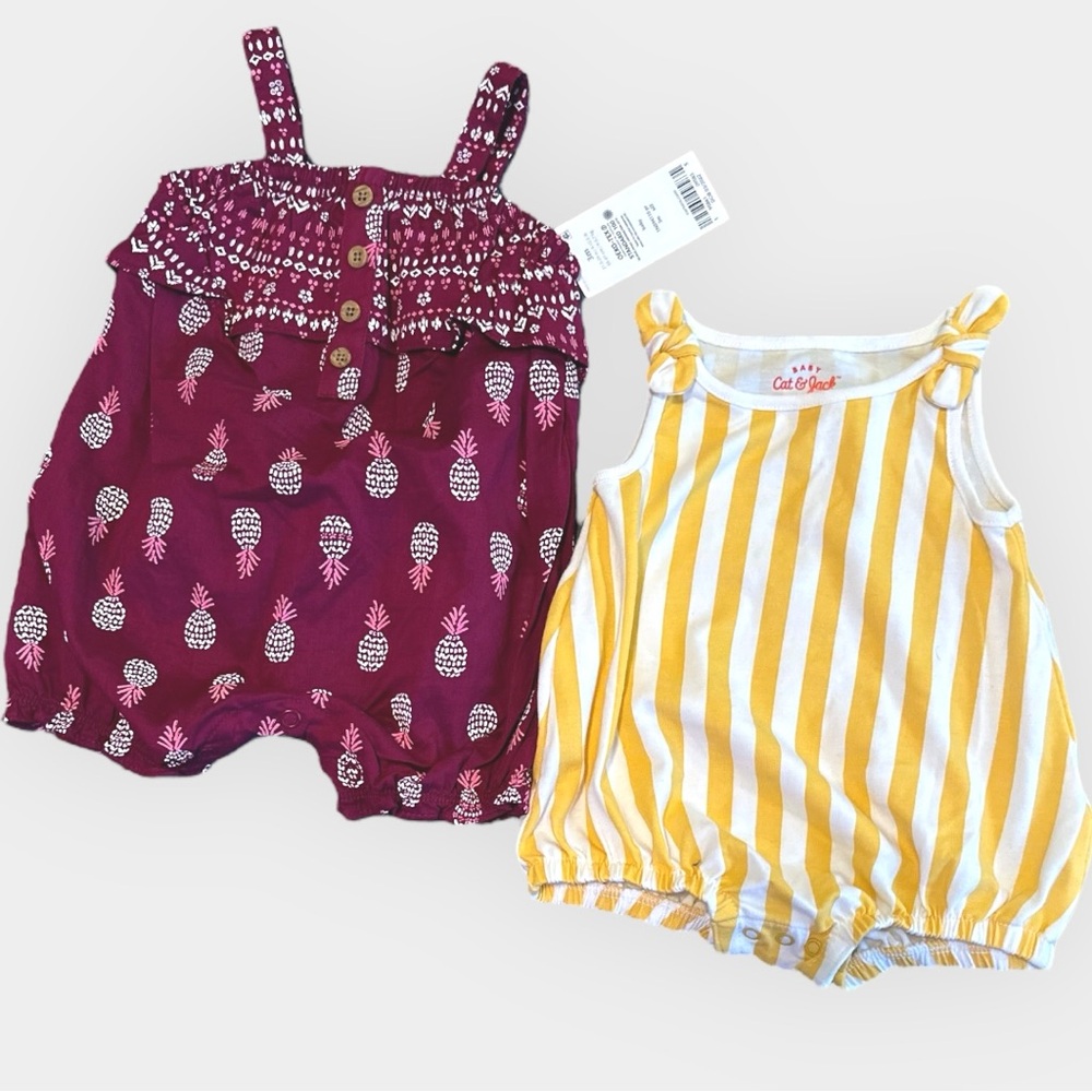 NWT Cat & Jack & Carter’s Baby Summer Romper Set 0-3M